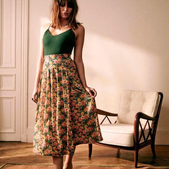 NWT Sezane Alicia Skirt Pastel Florals sz36 - Picture 3 of 4